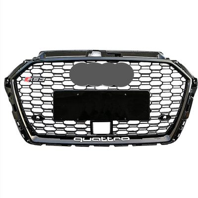 ABS Body Parts Gloss Black Mesh Grille With Acc For Audi A3 8V 2018 2019 Facelift Honeycomb AUDI RS3 Front Grille 2017